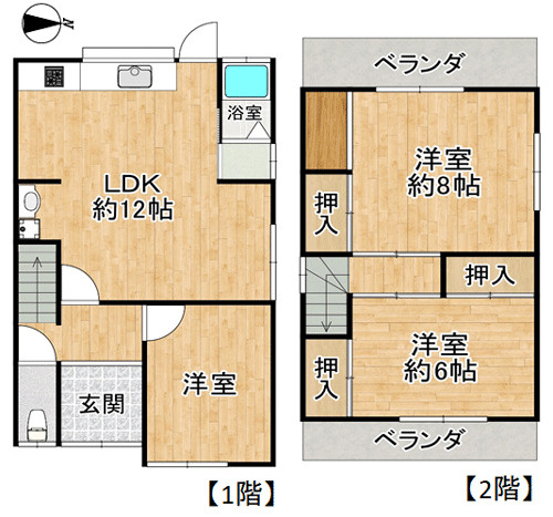 【間取り】 | 甲田2丁目貸家