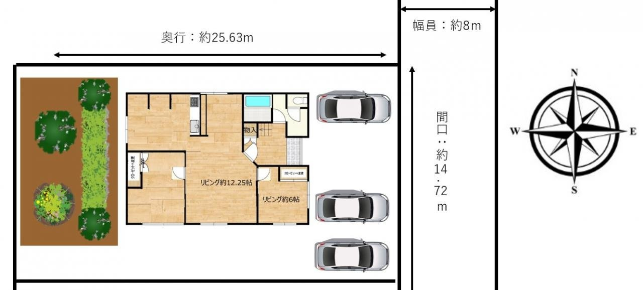 北見市広明町１９８番地８　中古売家の区画図|【区画図】駐車スペース位置など参考にしてください。