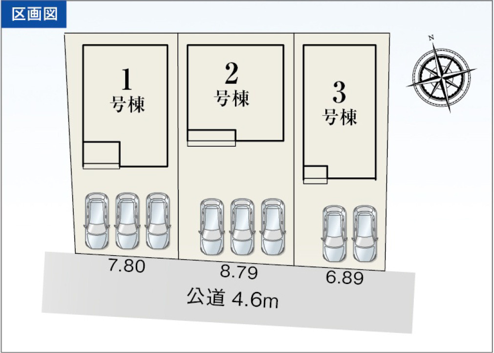 沼津市東間門　全3棟　3号棟の区画図