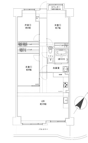 ディオフェルティ学園都市ドルミハイツⅢC棟の間取り|約20帖のLDKに加え、各部屋6帖以上！