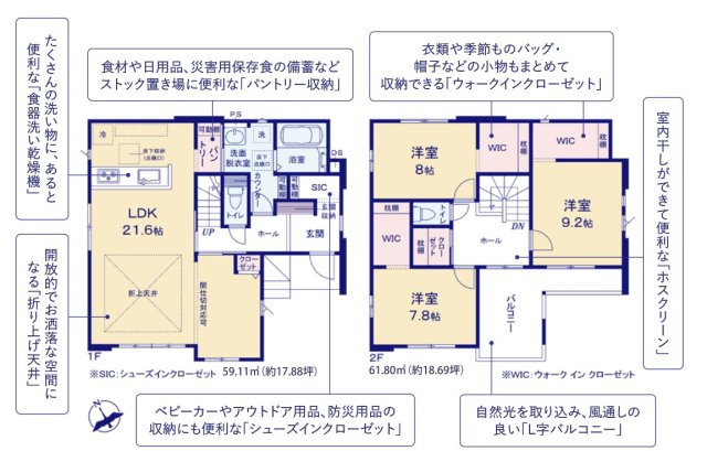 ひたちなか市東大石　8期の間取り|各居室に収納、フリースペース、ウォークインクローゼット×２か所♪