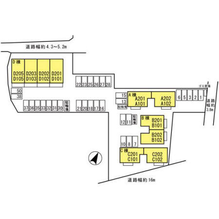 ヴィルヌーブＢ棟の区画図