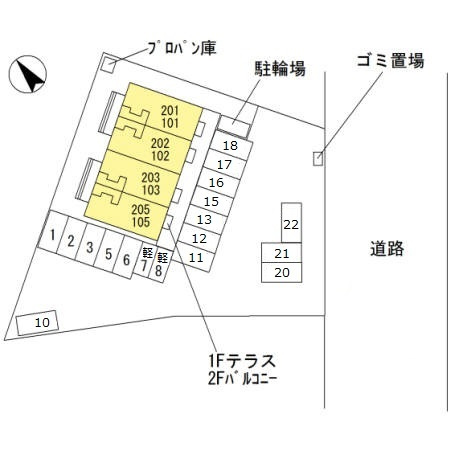 ヴィルヌーブE棟の区画図