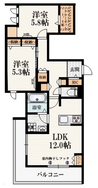 フェリシア秋川の間取り|★ネット無料Ｗｉ‐Ｆｉ★　★角部屋２面採光★