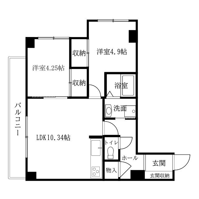 ロジェ鶴ヶ岱　中古マンション407号室の間取り