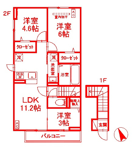 茅ヶ崎市東海岸北１丁目のアパートの間取り