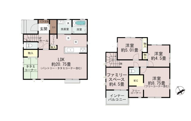 福岡市南区柏原6丁目第1-2棟（A号棟）の間取り|全居室収納付きで便利です。