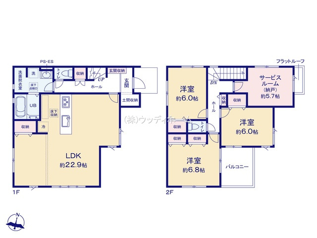 越谷市蒲生東町16期　新築一戸建ての間取り