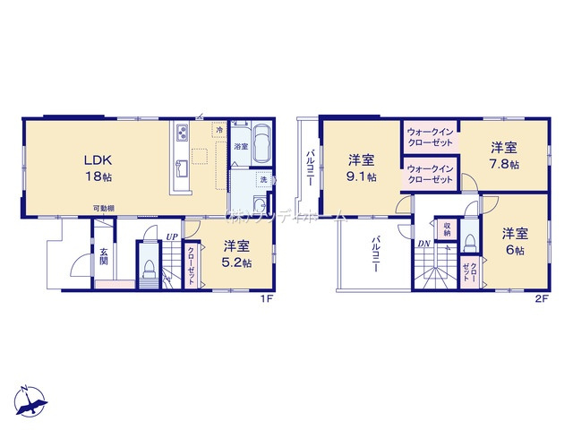 越谷市赤山町22期　新築一戸建ての間取り