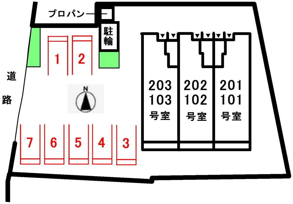 ハウス・パーシモンの区画図|駐車場