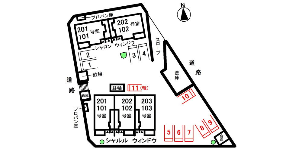シャルル　ウィンドウの区画図|駐車場