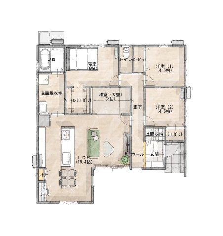 小郡市大崎【1号棟】新築戸建の間取り
