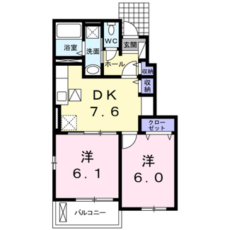 【間取り】 | フォール　リアン　2DKH