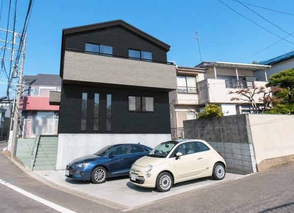 横浜市港南区下永谷６丁目の新築一戸建の完成予想図|外観のイメージパースです。
お洒落な外観で完成が楽しみです。