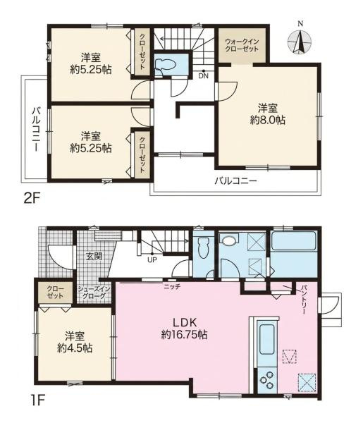 天理市富堂町の新築一戸建の間取り