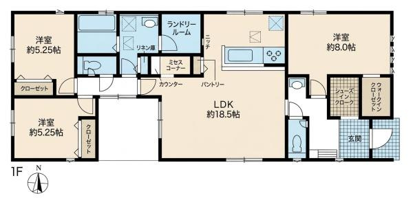 天理市富堂町の新築一戸建の間取り