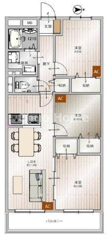 宇喜田カメリアの間取り|新規リフォームマンション
