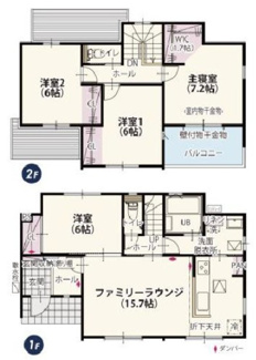 【間取り】 | ワイウッドコート小山市中久喜第1期　 | 南向きで明るい室内が特徴☆