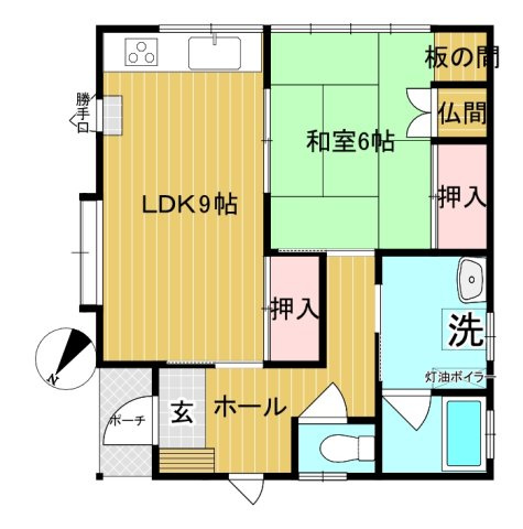 【間取り】 | 黒石市北美町二丁目・中古住宅・平屋建て13.5坪 | 1LDK・13.5坪