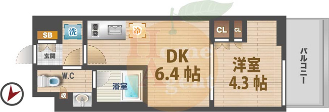 【間取り】 | ルフォンプログレ中野富士見町ザ・レジデンス | 1DKのお部屋です。