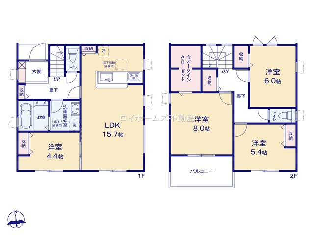 【間取り】 | 一宮市浅野字長島46『仲介料無料』新築戸建て | 2号棟