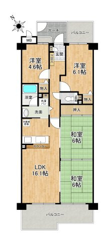 サンロイヤル加古川リバージュ2号館の間取り
