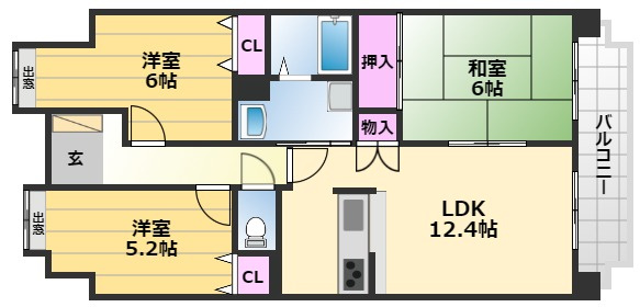 【間取り】 | シャルマンフジエスト岸和田