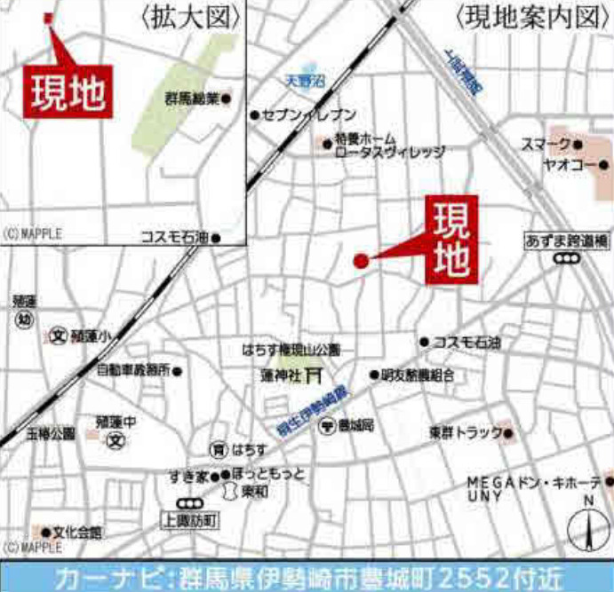 【新築平屋】伊勢崎市豊城町第2　４号棟(全６棟)　クレイドルガーデン　新築建売分譲の地図