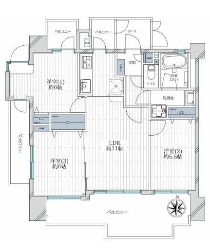 【間取り】 | クリオ海老名伍番館　7階　3LDK　リフォーム済み【仲介手数料無料】 | 【仲介手数料無料でご紹介可能です】大樹不動産