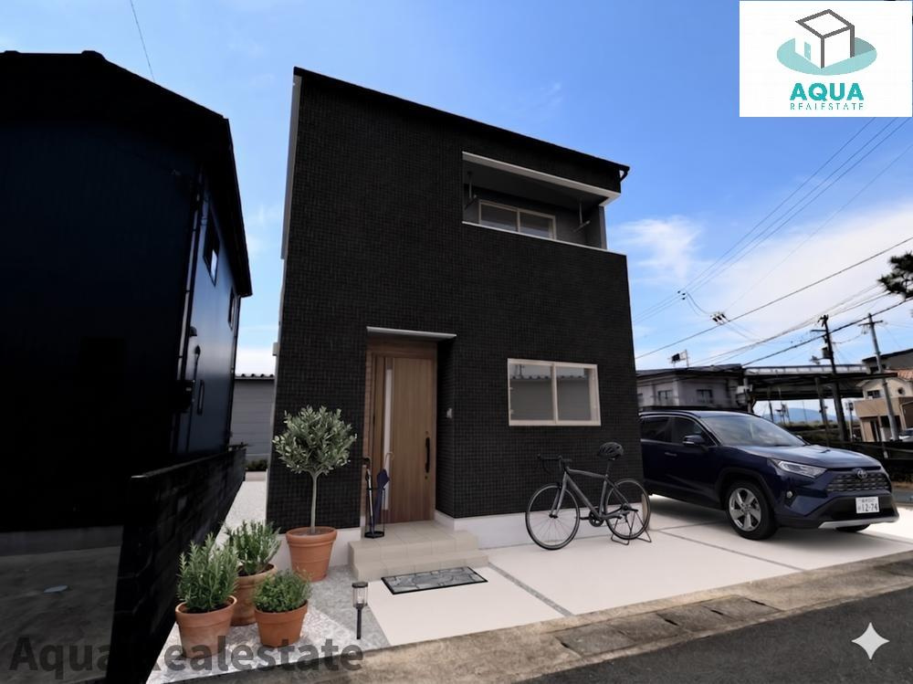 オール電化デザイナーズハウス住吉建売⑭の外観パース|外観の完成予想図です　