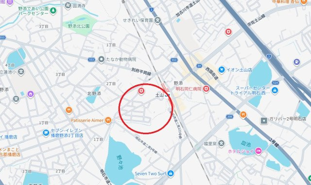 加古郡播磨町北野添１丁目　　　JR「土山駅」徒歩2分の地図