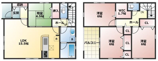 【間取り】 | 三木市志染町東自由が丘一丁目　新築戸建 | 家族みんながゆったり過ごせる４LDKの間取りです♪
各居室に収納ございます♪