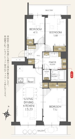 西宮セントポリア１号棟の間取り