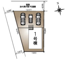 越谷市大字平方 新築分譲住宅の区画図