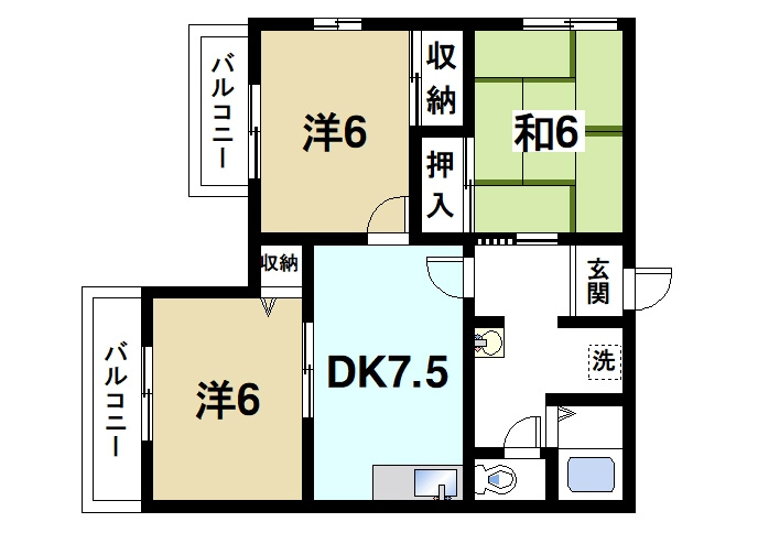 高瀬ハイツ1号館の間取り|間取りです