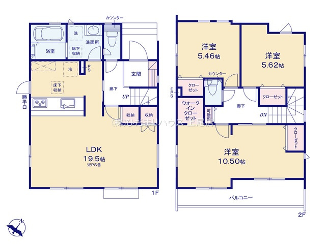 上尾市原市15期　新築戸建　ブルーミング01の間取り