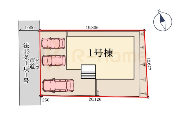 第3石岡市山崎　新築戸建て　1号棟の区画図|大きなお買い物だからこそ、メリット・デメリットを伝えさせて頂きます。
R-homeにお任せください♪