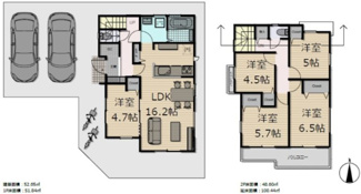 【参考プラン】 | 弊社売主及び販売代理物件　小平市仲町　売地　【全4区画】 | 5LDK+並列駐車2台分
建物価格：2,300万円（税込）