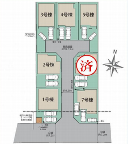 【区画図】 | 【仲介手数料０円】平塚市四之宮1丁目　新築一戸建て　全7棟 | 平塚市四之宮1丁目　新築一戸建て　全7棟