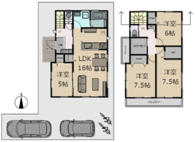 【参考プラン】 | 弊社売主及び販売代理物件　小平市仲町　売地　【全4区画】 | 4LDK+カースペース２台分
建物価格2,300万円（税込）
建物面積100.44㎡
