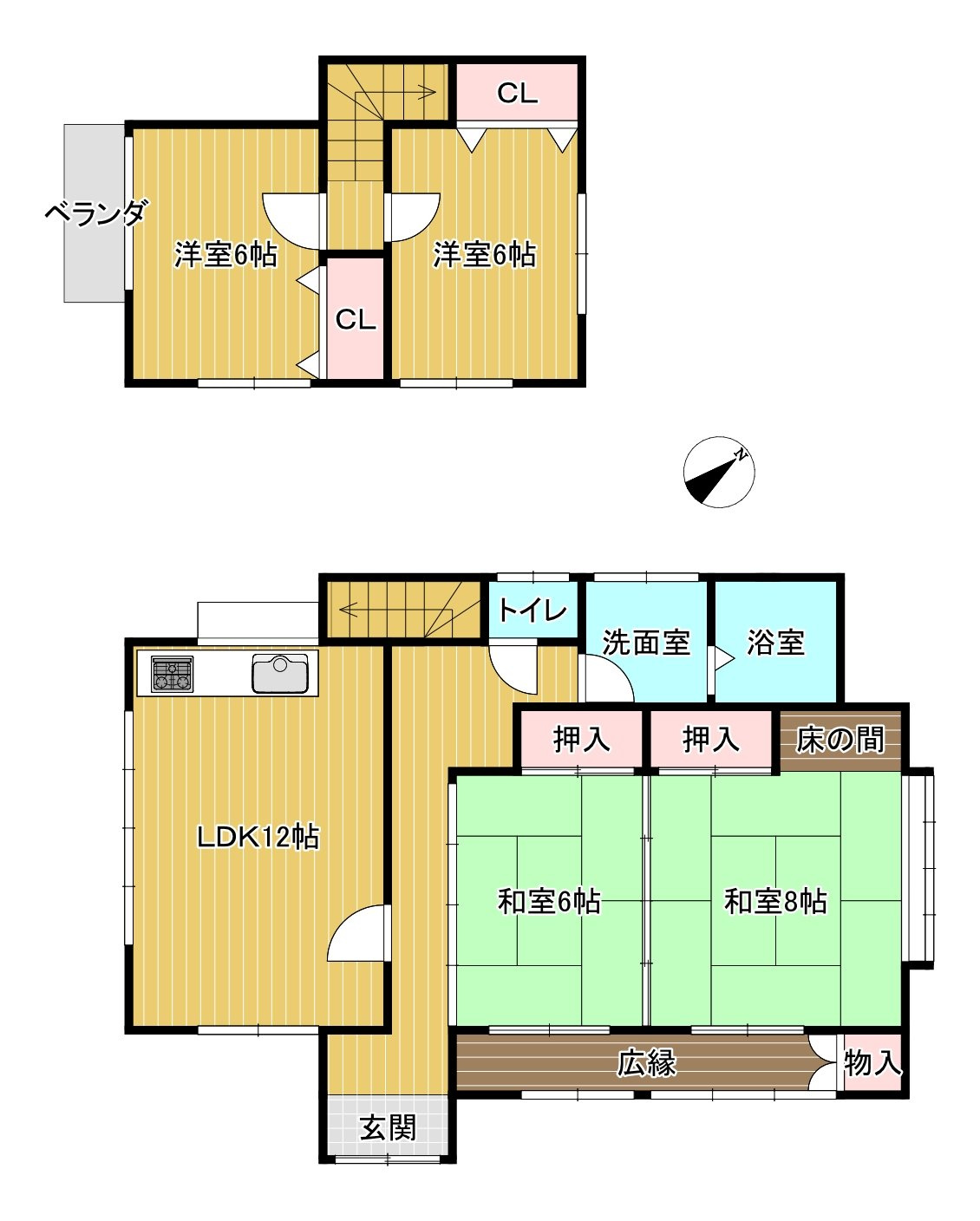 ひたちなか市相金町　中古戸建の間取り|【間取り図】4LDKの使い勝手の良い間取りです。