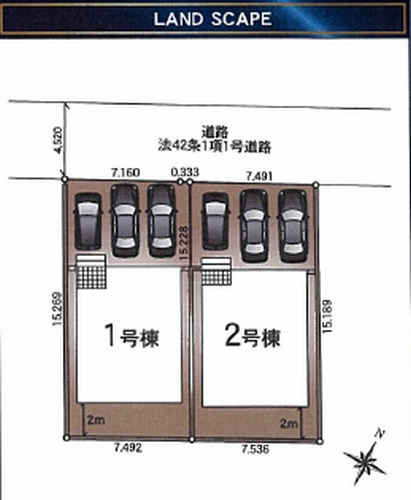 【仲介手数料０円】相模原市中央区光が丘第13　新築一戸建て　全2棟の区画図|相模原市中央区光が丘第13　新築一戸建て　全2棟