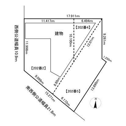 北見市北斗町３丁目１番地１１　住宅兼店舗の区画図