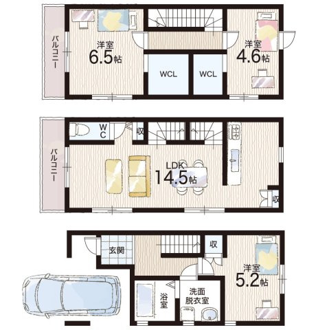 26(土)27(日)現地説明会！◆堺市堺区香ヶ丘町　新築一戸建ての間取り