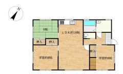 笠間市大田町　中古戸建の間取り|【リフォーム中】間取図です。トイレを廊下に移設し、お風呂一坪に拡張いたします。和室は二部屋洋室に変更いたします。