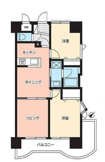 【間取り】 | フェリス星が丘 | 2LDKは、リビングダイニングキッチンと二つの居室がある間取りでございます。夫婦や小さなお子さんのいるご家庭に特におすすめで、リビングで家族団らんを楽しみつつ、個室でプライベートな時間も確保できます。