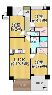 【間取り】 | エンゼルクレッセ西難波 | 新婚様からファミリー様まで幅広くおすすめの３LDKの間取りです♪