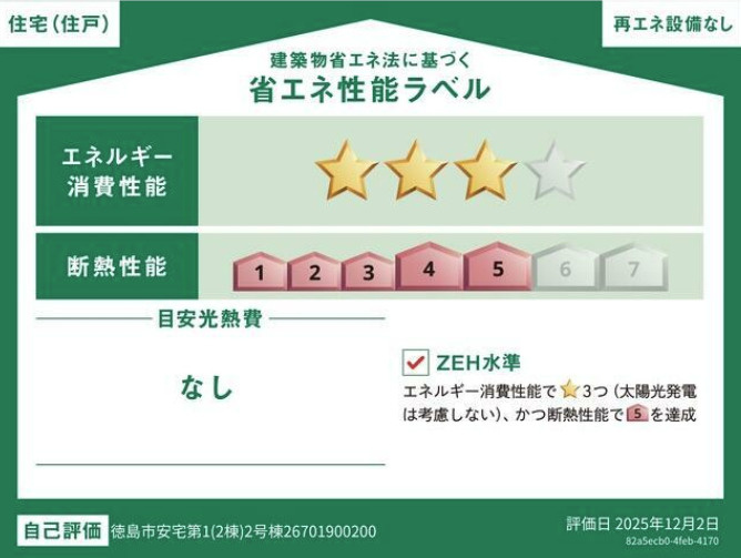 クレイドルガーデン 徳島市安宅第1の省エネ性能ラベル