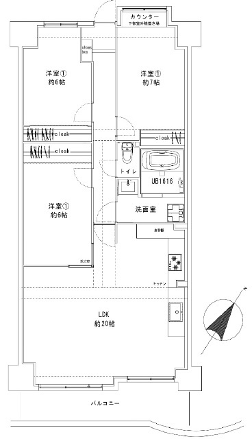 ディオフェルティ学園都市ドルミハイツ垂水ⅢC棟の間取り