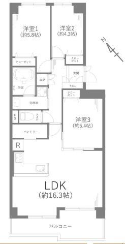 ヒルズ南戸塚プリメゾン一号棟の間取り